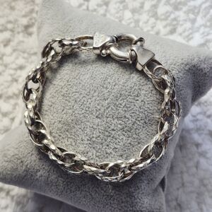 Vintage Sterling Silver Hammered Chunky Link Bracelet